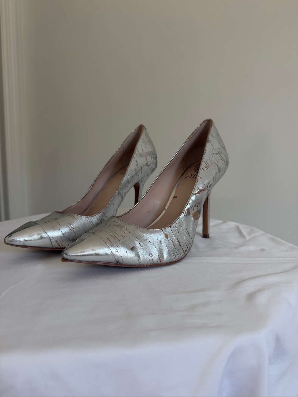 Vince Camuto Silver Metallic Pointed-Toe Pumps